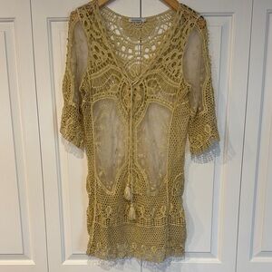 Blue Island Crochet Swim Cover-Up in Tan